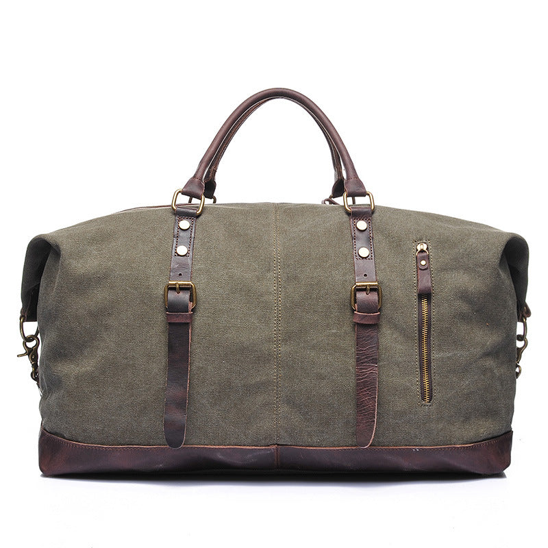 Vintage Canvas Leather Shoulder Bag Canvas Duffle Bag Crossbody Travel Bag RockCow Leather Studio
