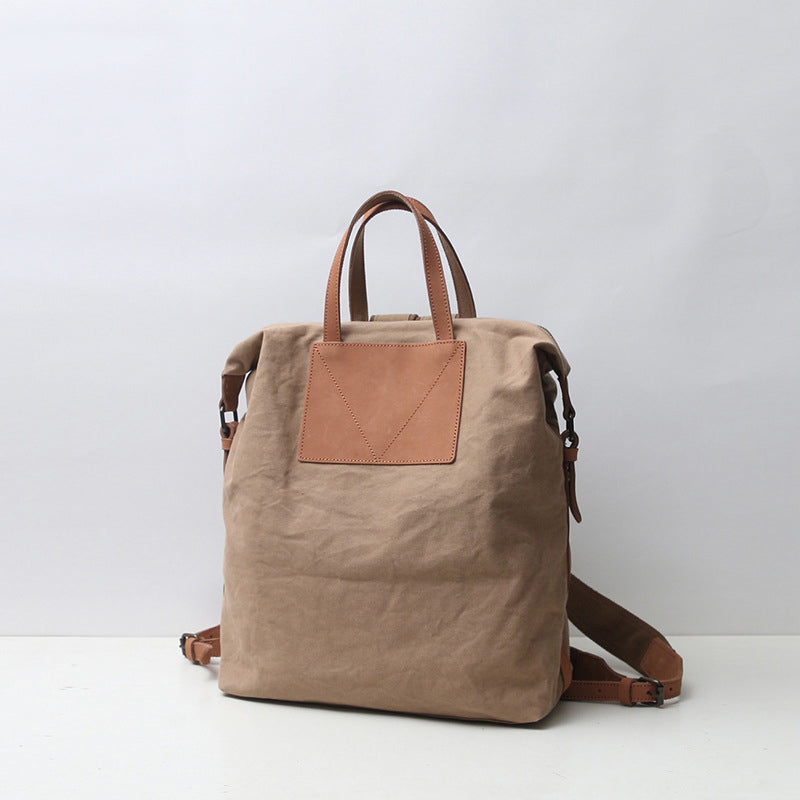 Canvas Backpack Canvas With Full Grain Leather Travel Backpack School Backpack Y8135 RockCow Leather Studio
