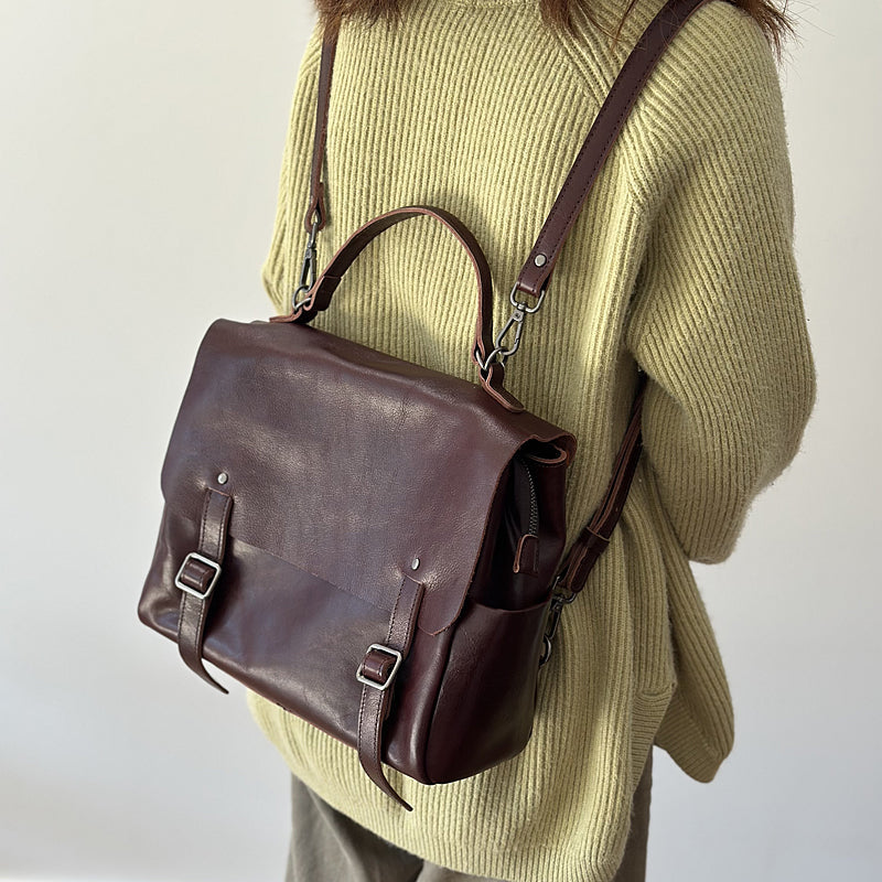Vintage Womens Leather Backpack, Handmade Full Grain Leather Backpack, Women's Leather Backpack for School RockCow Leather Studio