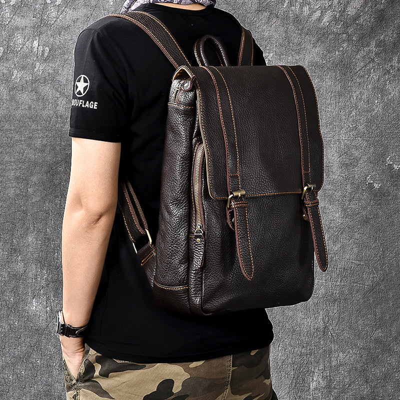 Full Grain Leather Men's Backpack, Distressed Leather Travel Backpack, Laptop Backpack RockCow Leather Studio