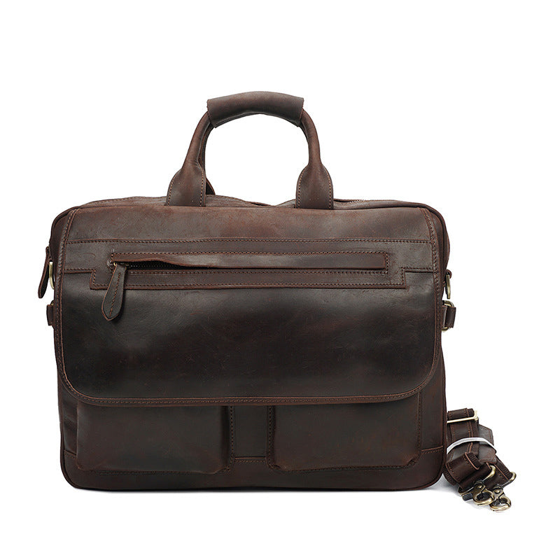 Crazy Horse Leather Casual Briefcase Retro Men Messenger Bag Laptop Bag RockCow Leather Studio