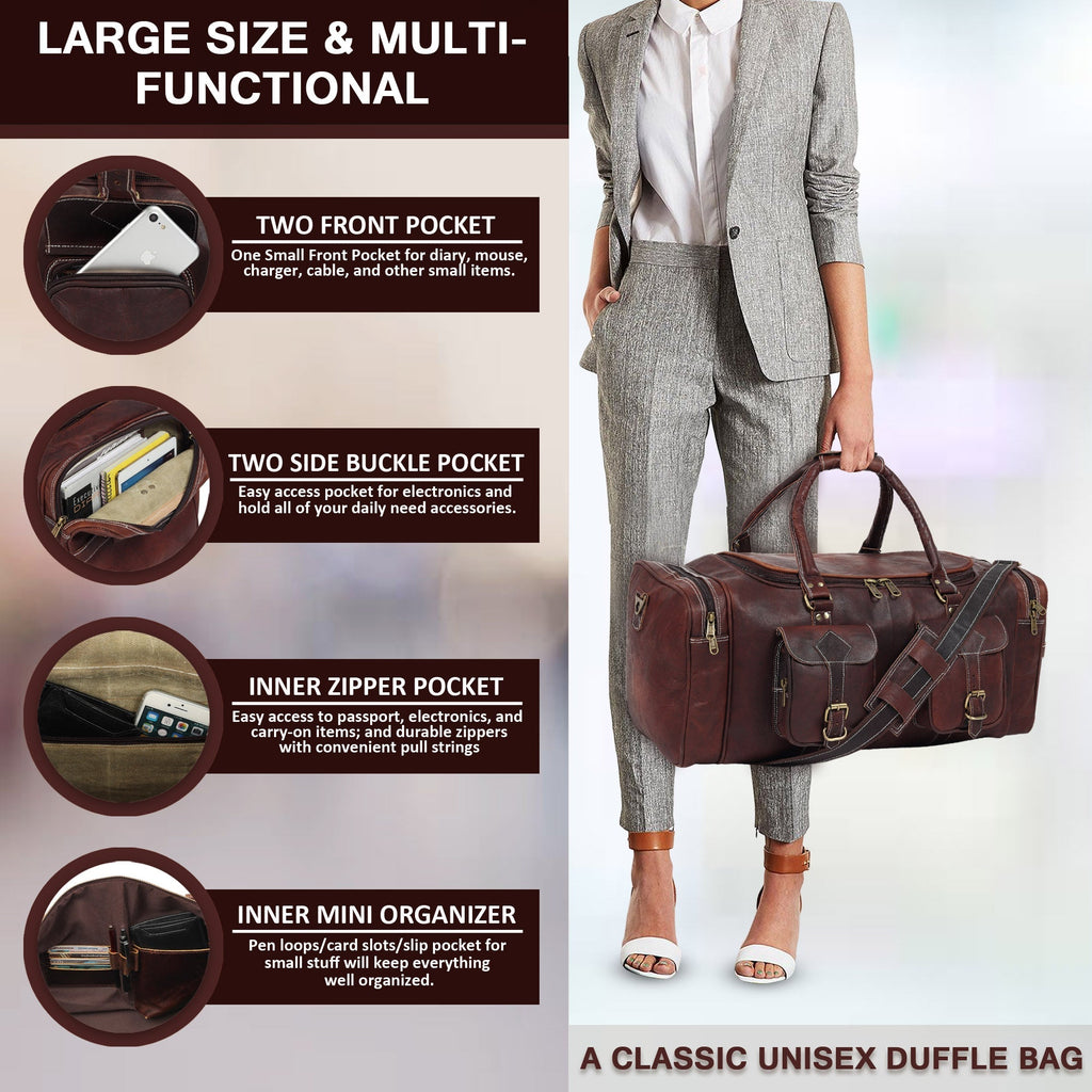 Vintage Dark Brown Traveller Duffle Bag Classy Leather Bags