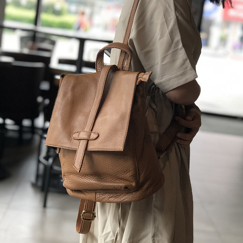 Genuine Leather Backpack Purse for Women, Leather Backpack for School, Full Grain Leather Handmade Bag RockCow Leather Studio