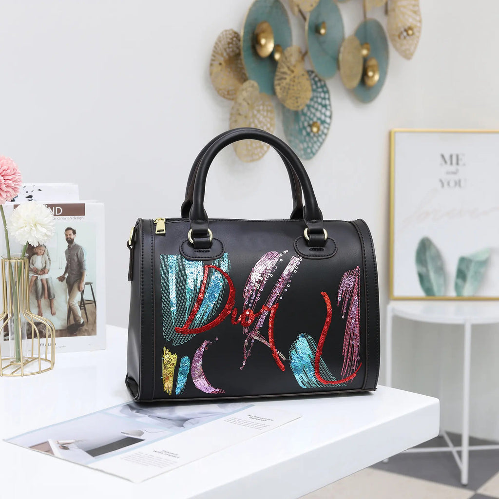 Fashionable Portable Sequin Embroidered Messenger Bag Trendy Attic Store01