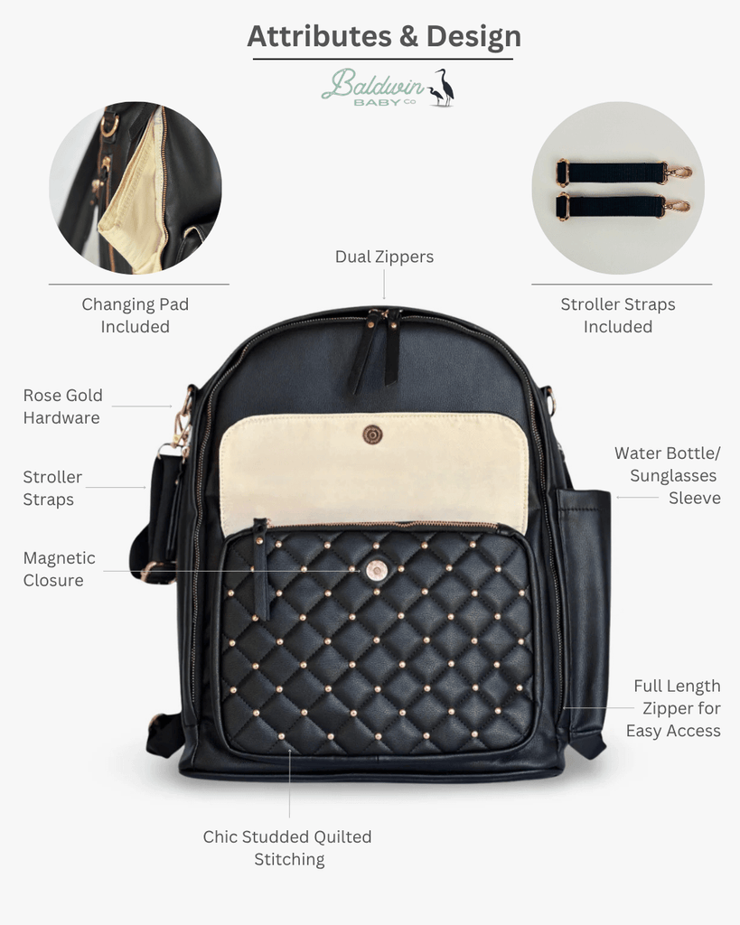 The Daphne Diaper Bag - Onyx Baldwin Baby Company