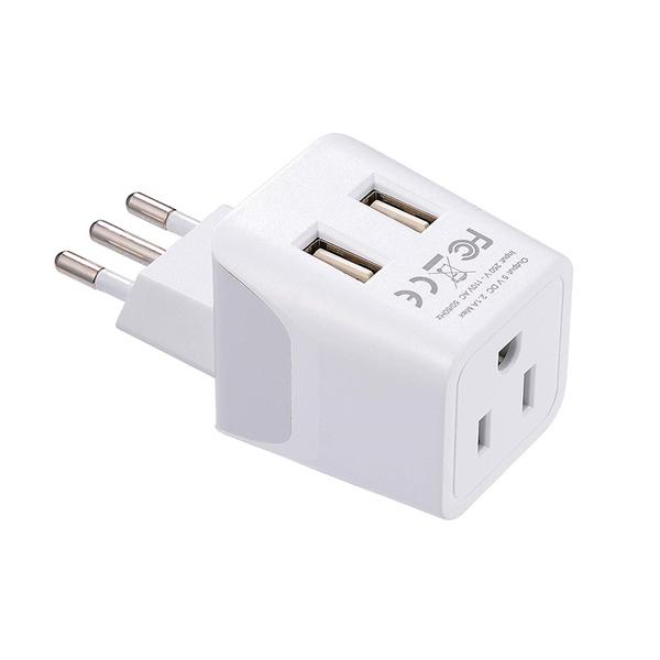 Italy Travel Adapter Plug Combo - Type C, L | Dual USB - Italian Combo (CTU-12-9C) Ceptics