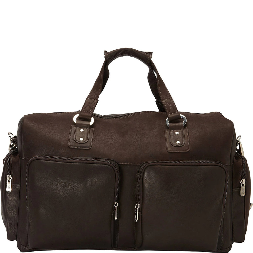 Piel Leather Multi Pocket Carry On Duffle Bag Piel