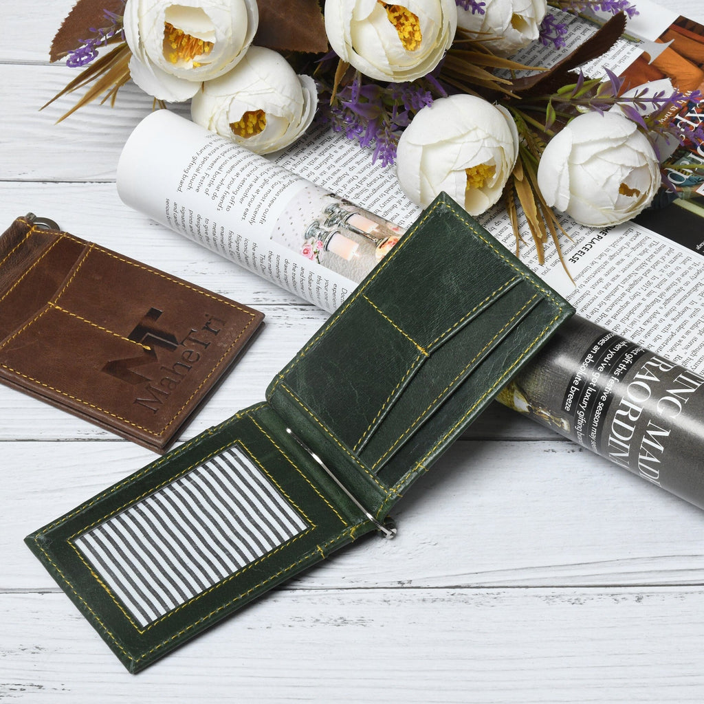 Finley Money Clipper- Green Classy Leather Bags