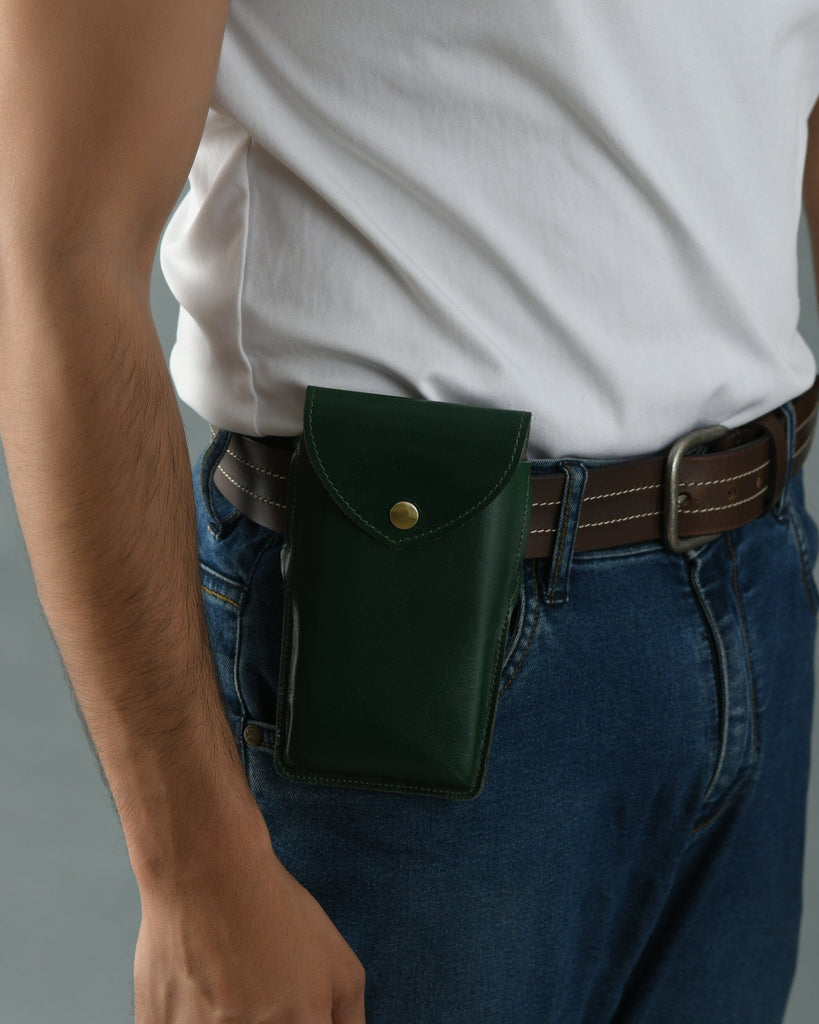 Mobile Holster Case- Green Classy Leather Bags