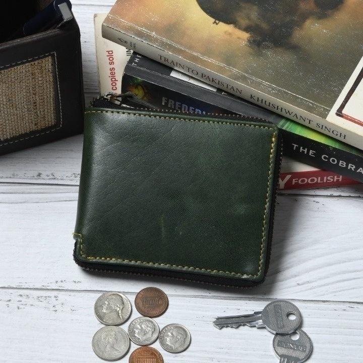 Adams Bi-Fold Wallet- Green Classy Leather Bags
