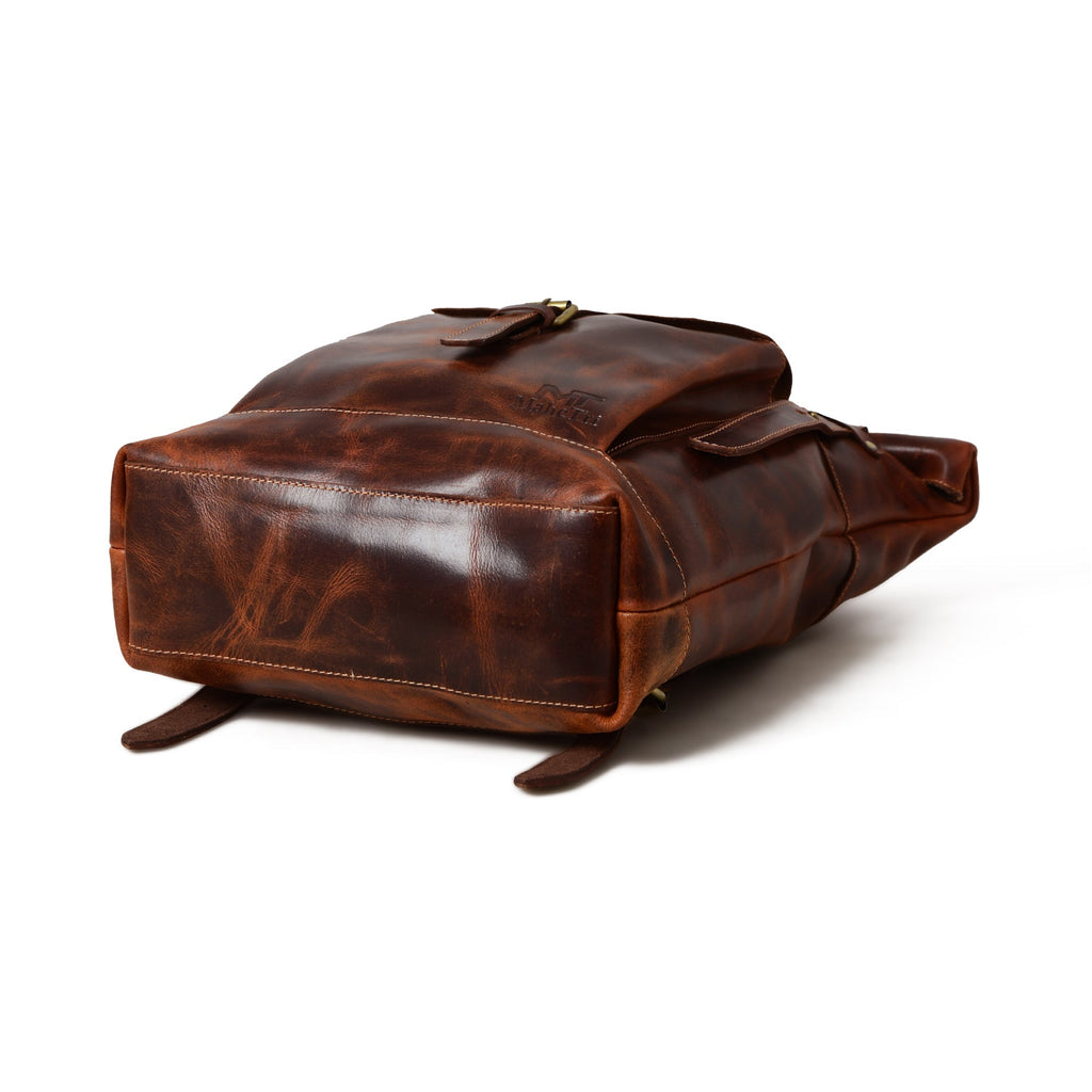 Brown Saddleback Backpack- Roll Top Classy Leather Bags