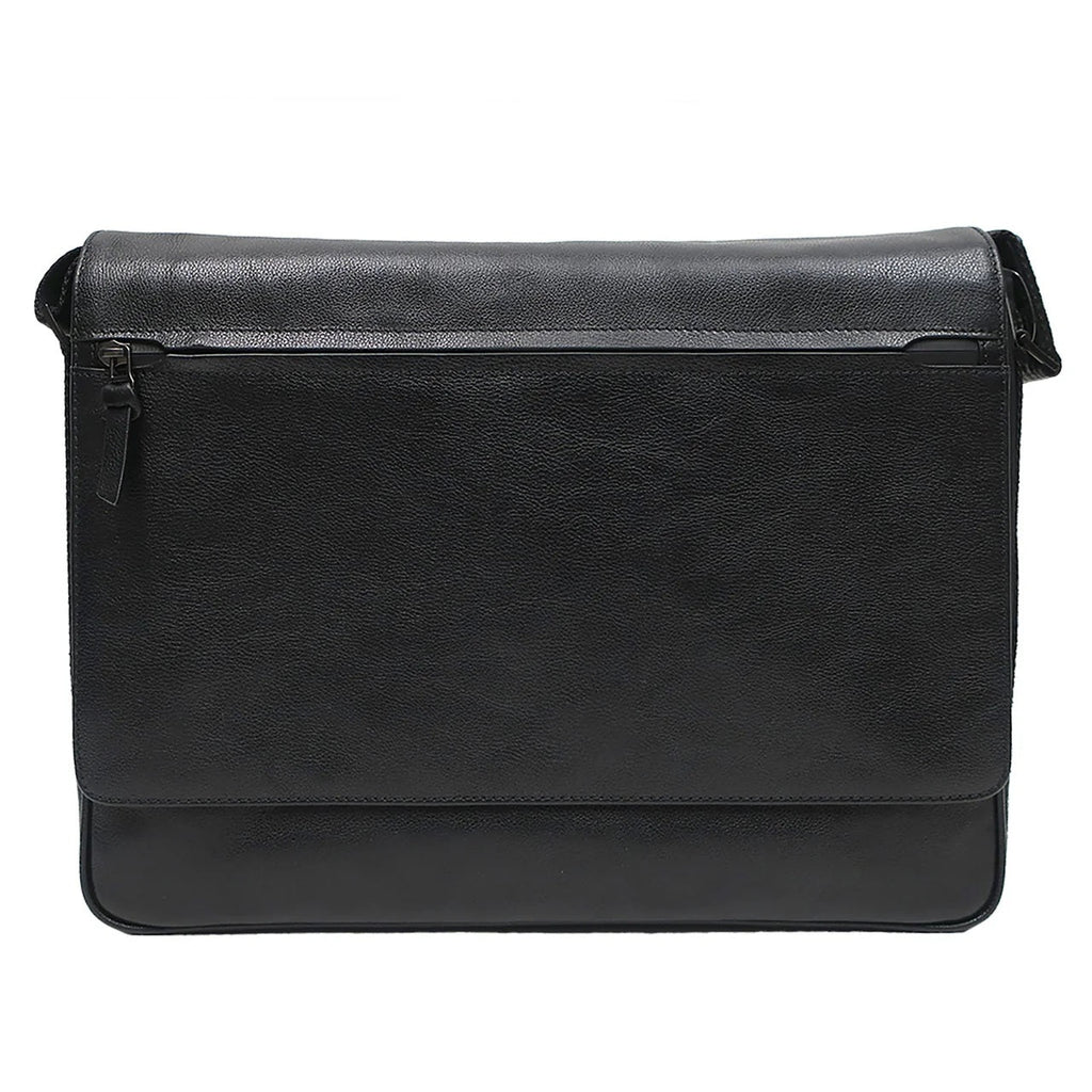 Boconi Garth Coated Zippered Leather Messenger Bag Boconi