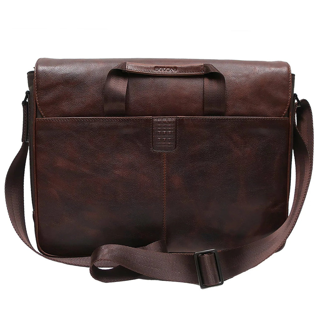Boconi Garth Coated Zippered Leather Messenger Bag Boconi