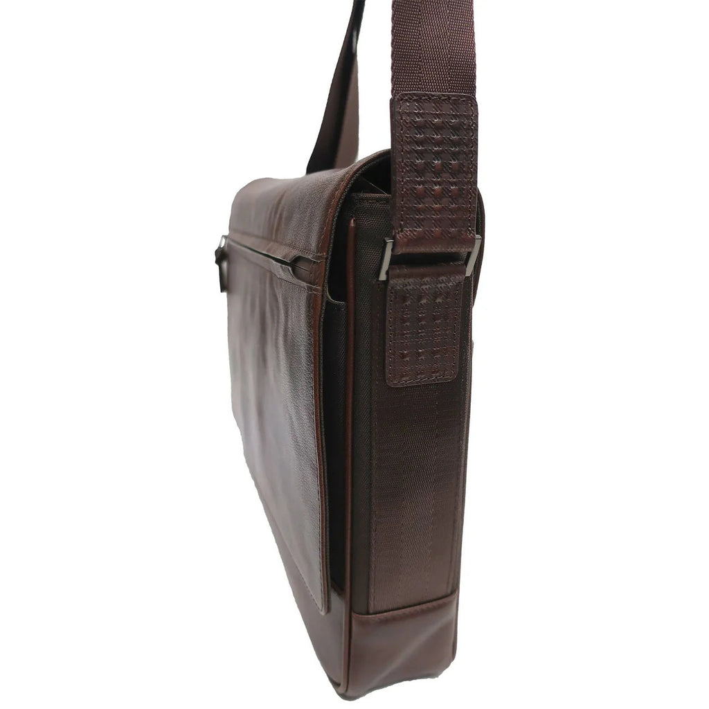 Boconi Garth Coated Zippered Leather Messenger Bag Boconi