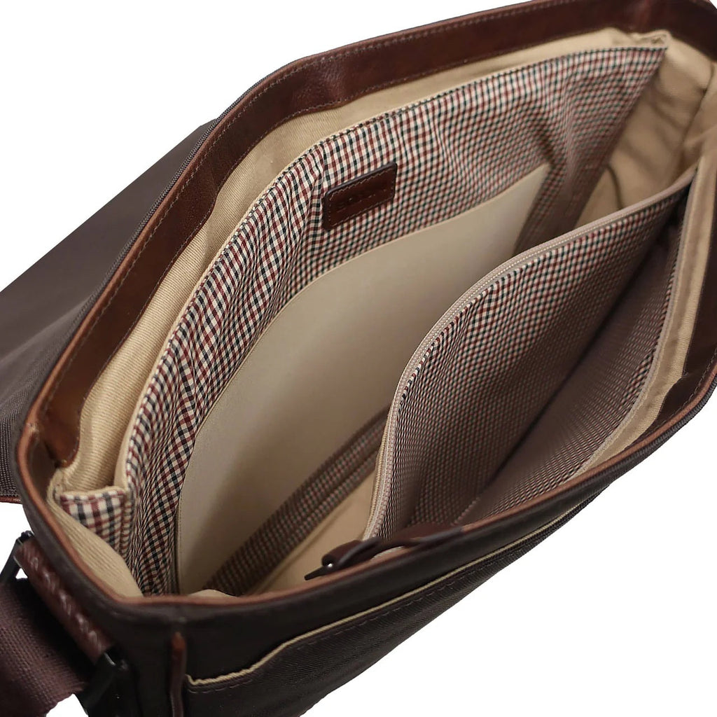 Boconi Garth Coated Zippered Leather Messenger Bag Boconi