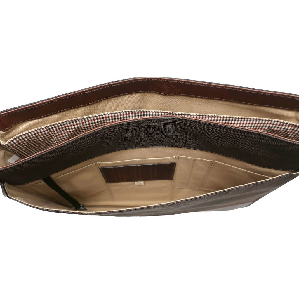 Boconi Garth Coated Zippered Leather Messenger Bag Boconi