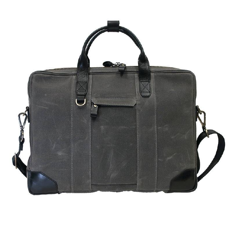 Sloan Waxed Canvas and Pull-up Leather Slim Laptop Briefcase Boconi