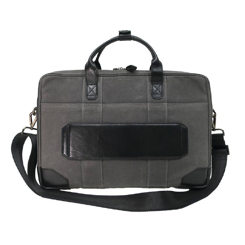 Sloan Waxed Canvas and Pull-up Leather Slim Laptop Briefcase Boconi