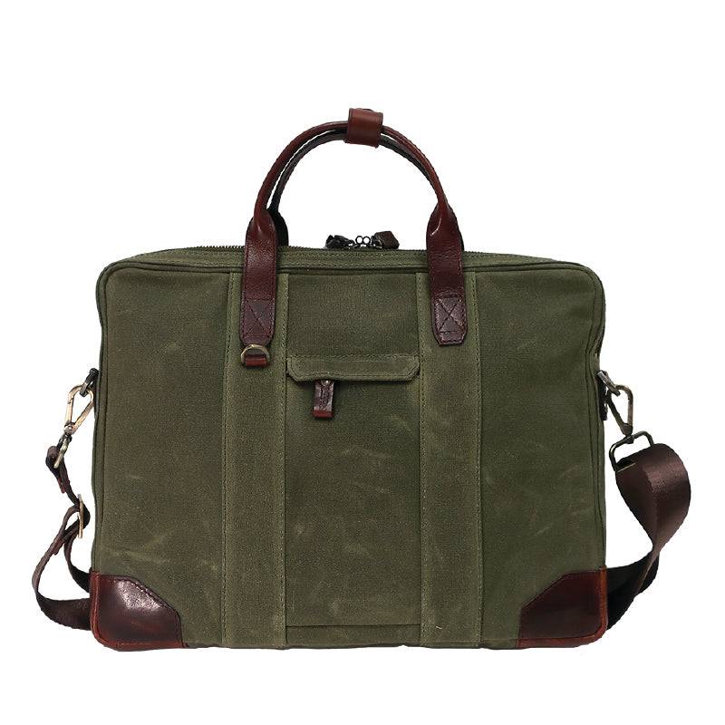 Sloan Waxed Canvas and Pull-up Leather Slim Laptop Briefcase Boconi