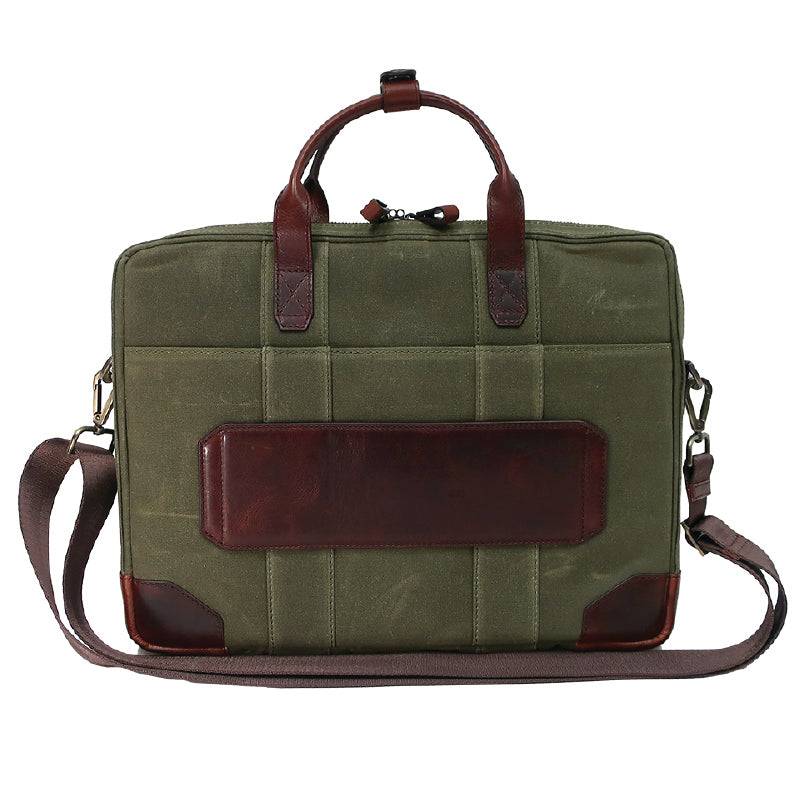 Sloan Waxed Canvas and Pull-up Leather Slim Laptop Briefcase Boconi