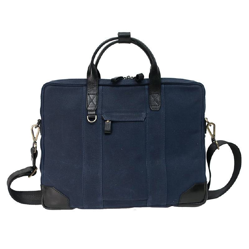 Sloan Waxed Canvas and Pull-up Leather Slim Laptop Briefcase Boconi