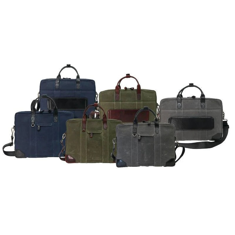Sloan Waxed Canvas and Pull-up Leather Slim Laptop Briefcase Boconi