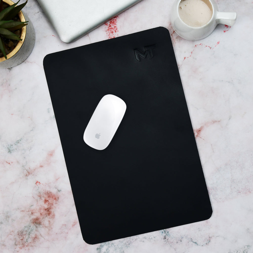 Noir Opulence Black Leather Desk Mat + Mouse Pad Classy Leather Bags