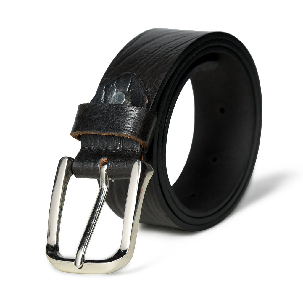 Textured Black Leather Belt Classy Leather Bags