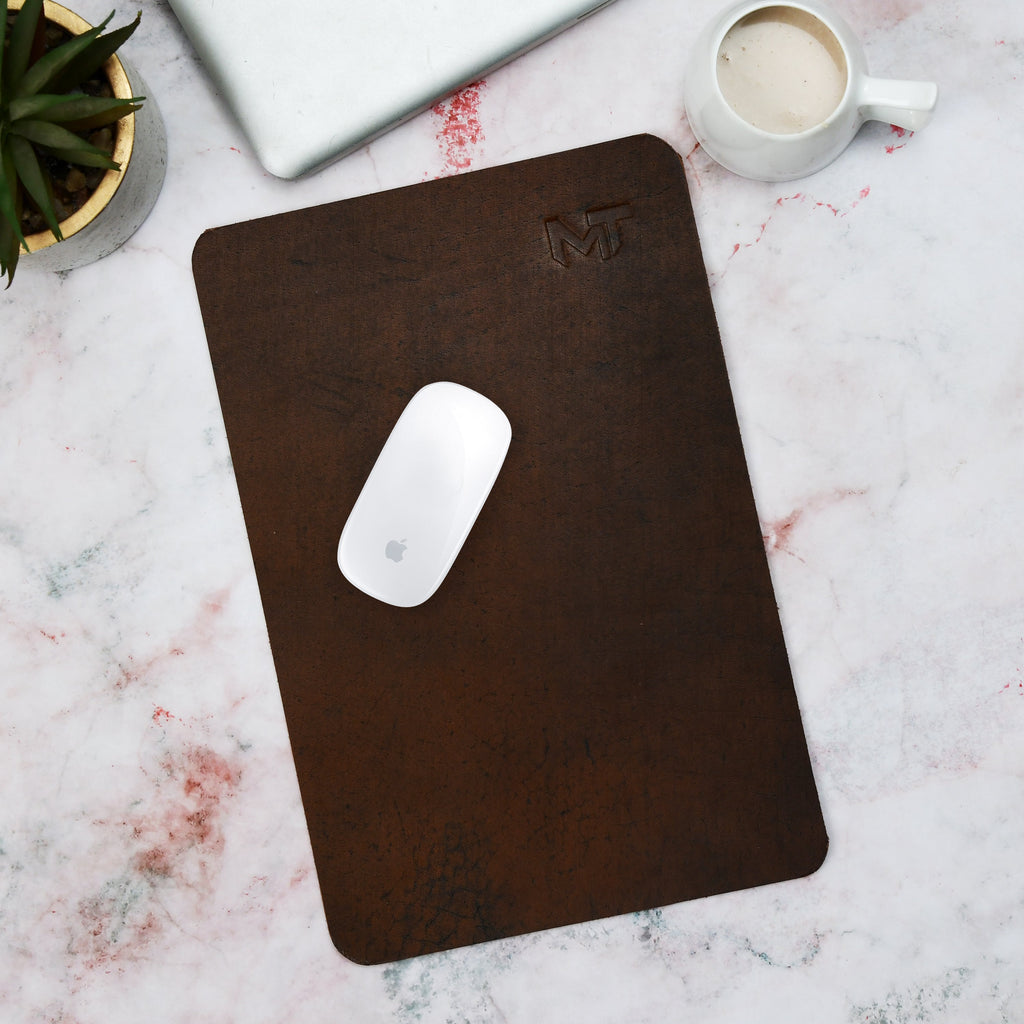 Espresso Elegance Leather Desk Mat + Mouse Pad Classy Leather Bags