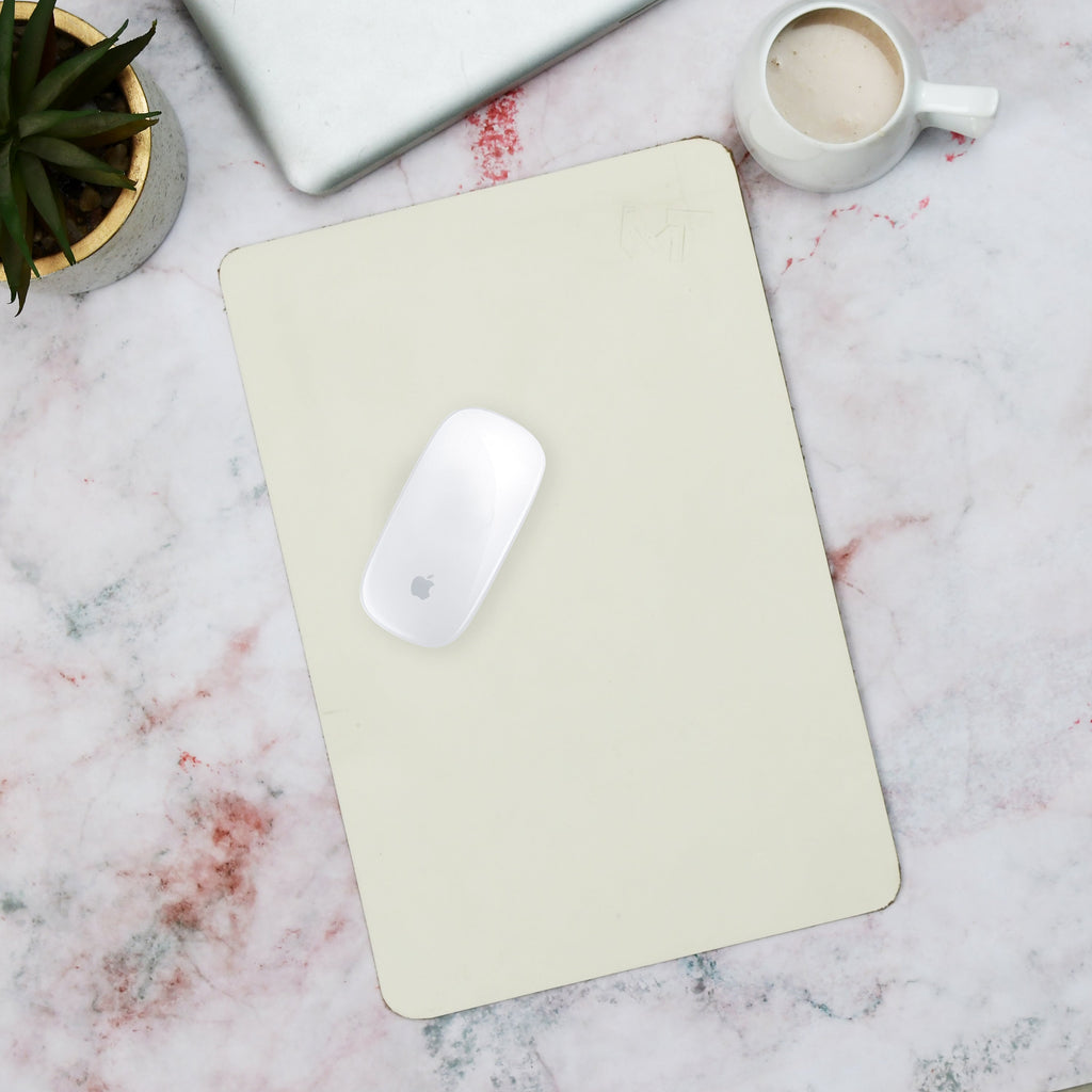 Ivory Elegance Leather Desk Mat + Mouse Pad Classy Leather Bags