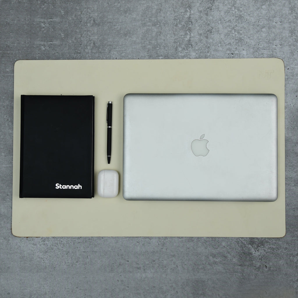 Ivory Elegance Leather Desk Mat + Mouse Pad Classy Leather Bags