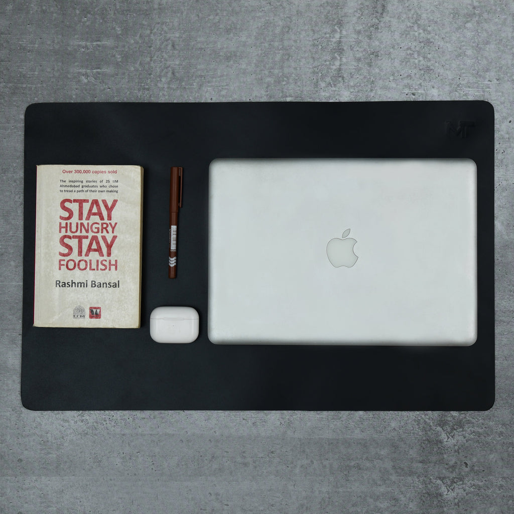 Noir Opulence Black Leather Desk Mat + Mouse Pad Classy Leather Bags