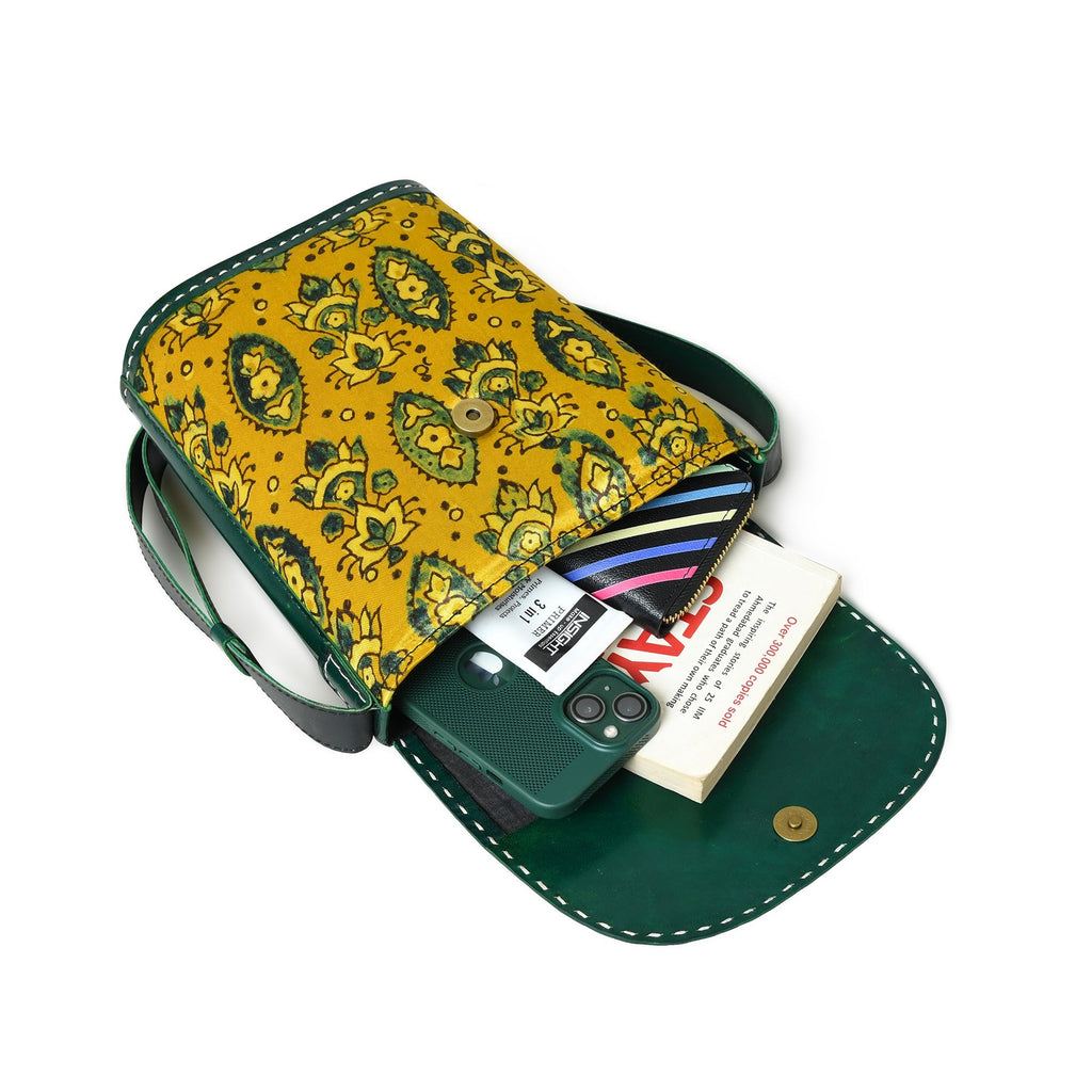 Vibrant Heritage Ajrakh Satchel Classy Leather Bags