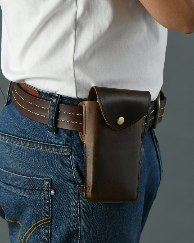 Mobile Holster Case- Dark Brown Classy Leather Bags