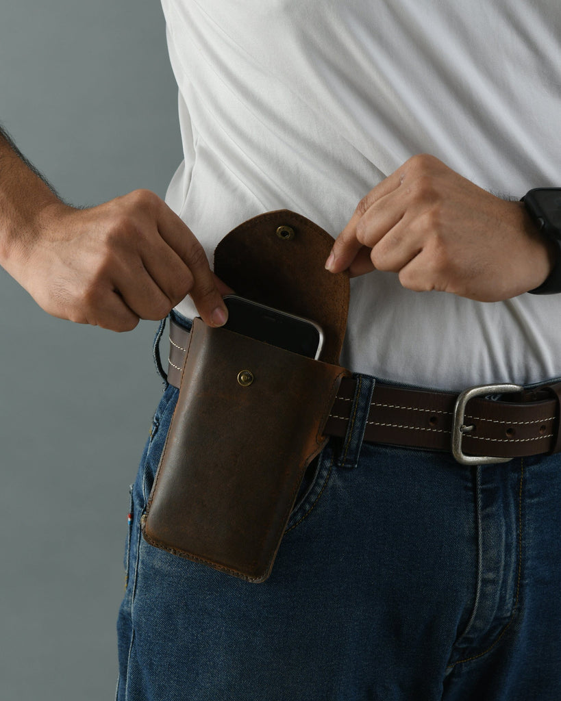 Mobile Holster Case- Dark Brown Classy Leather Bags
