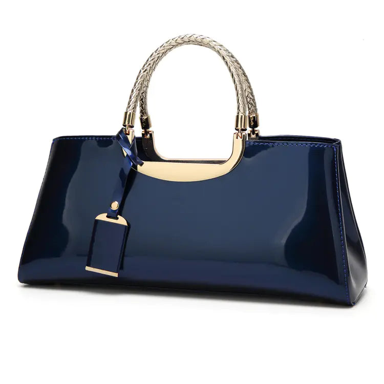 Fashionable Glossy Patent Leather Handbag for Brides Trendy Attic Store01
