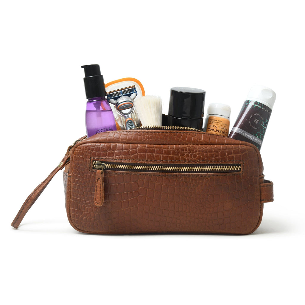 Hairon Croco Leather Toiletry Bag Classy Leather Bags