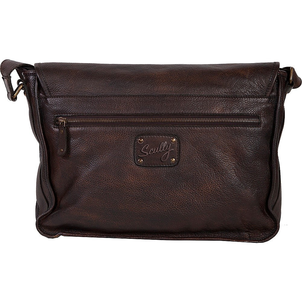Scully Leather Goat Washed Messenger Brief Chocolate Scully