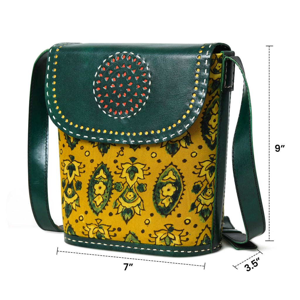 Vibrant Heritage Ajrakh Satchel Classy Leather Bags