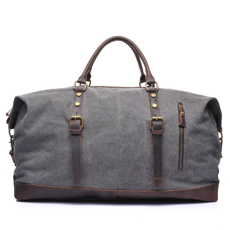 Vintage Canvas Leather Shoulder Bag Canvas Duffle Bag Crossbody Travel Bag RockCow Leather Studio