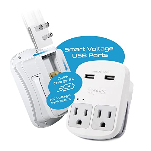World-Way 6 Travel Adapter Kit | 2 USB + 2 US Outlets - Grounded (WPS-2B) Ceptics