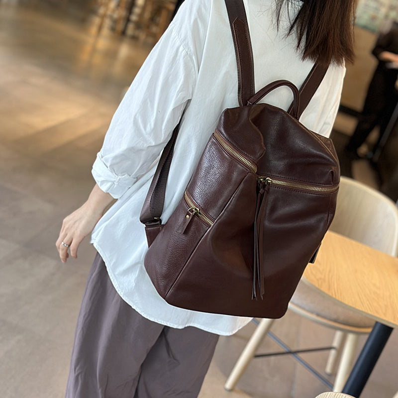 Large Women's Genuine Leather Backpacks, Handmade Vintage School Backpack for Women RockCow Leather Studio