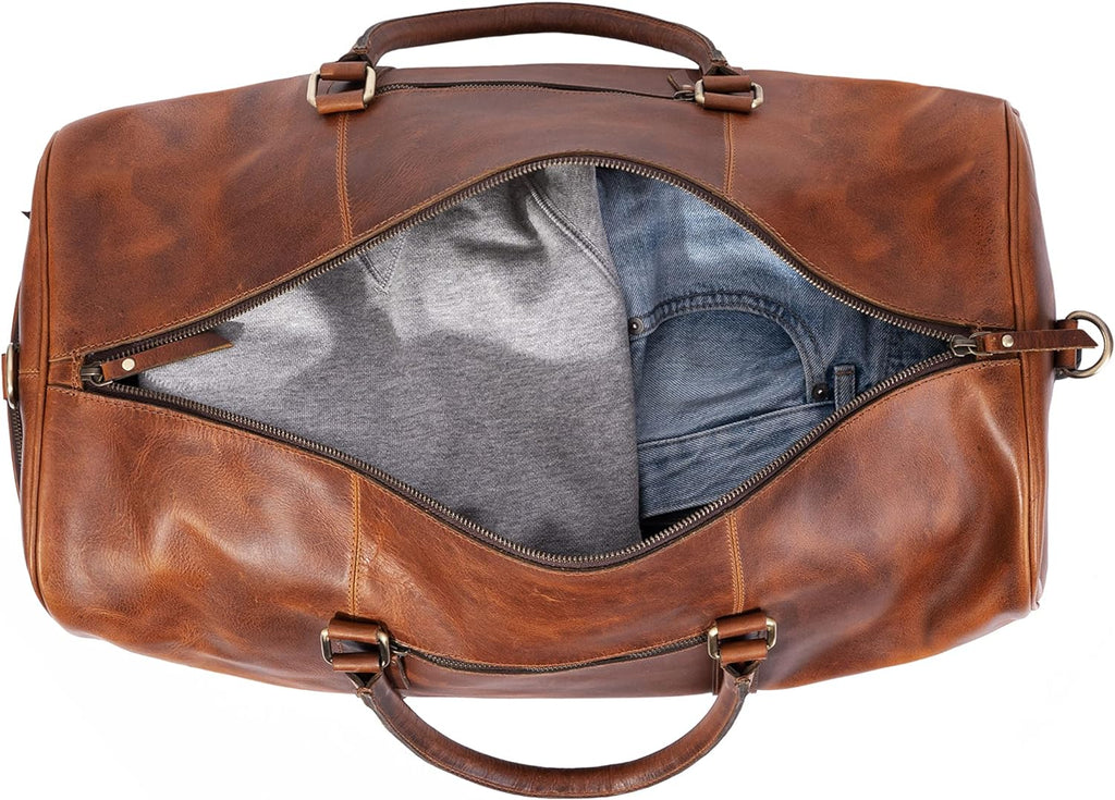Tan Leather Trolley Bag 44L Classy Leather Bags