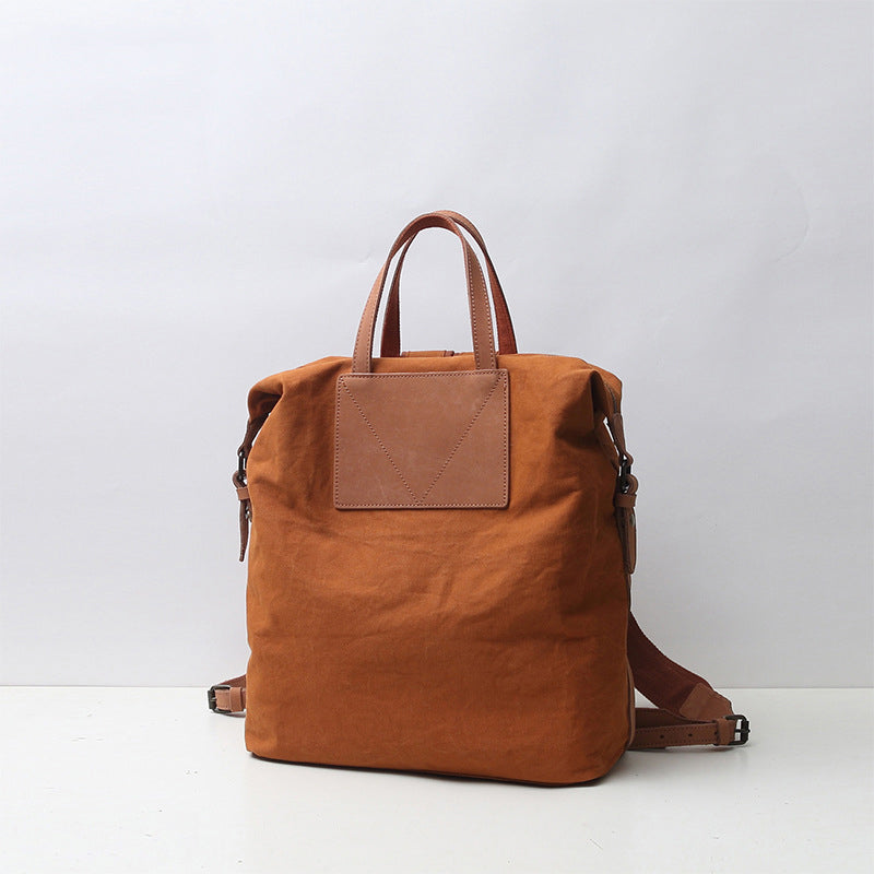 Canvas Backpack Canvas With Full Grain Leather Travel Backpack School Backpack Y8135 RockCow Leather Studio