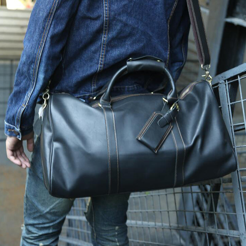 Men Large Tote Weekend Bag Cowhide Duffle Bag Travel Bag Z9016 RockCow Leather Studio