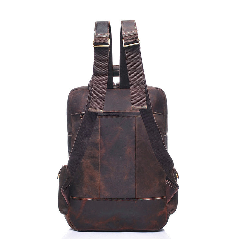 Men Retro Travel Backpack Crazy Horse Leather Backpack Large Capacity Backpack B826 RockCow Leather Studio