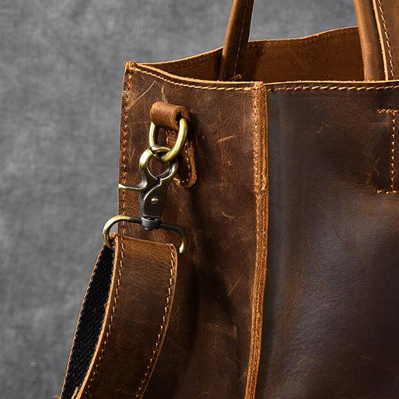 Handmade Tote Bag Crazy Horse Leather Shoulder Bag Shopping Bag RockCow Leather Studio