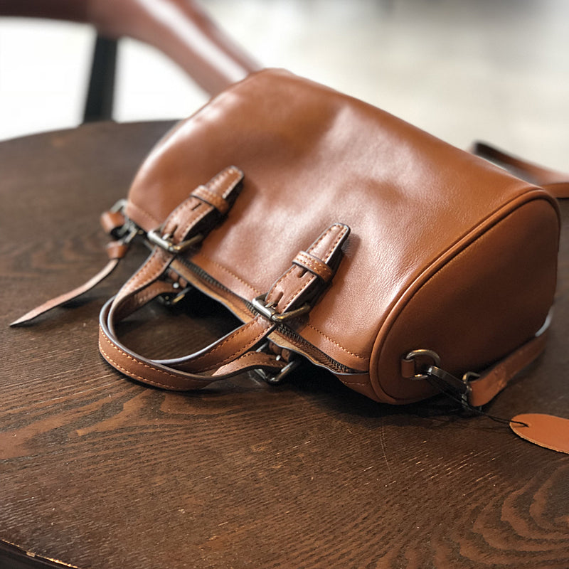 Leather Women Boston Bag, Women's Full Grain Leather Shoulder Bag, Leather Top Handle Bag RockCow Leather Studio