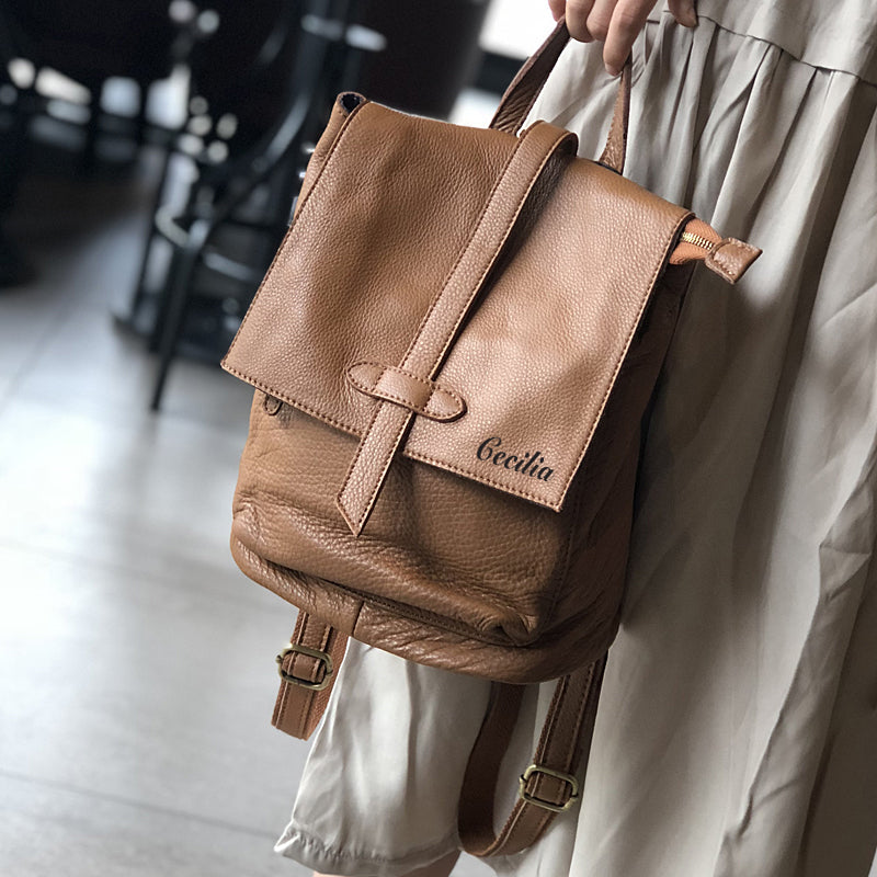 Genuine Leather Backpack Purse for Women, Leather Backpack for School, Full Grain Leather Handmade Bag RockCow Leather Studio