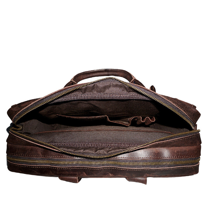 Crazy Horse Leather Casual Briefcase Retro Men Messenger Bag Laptop Bag RockCow Leather Studio